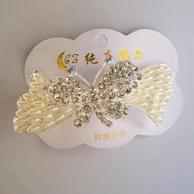 The Korean version of the butterfly hairpin alloy spring clip size top clamp pearl hair clip Masson