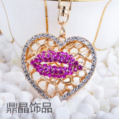 Creative lovers can be customized gift bag pendants accessories diamond alloy lips love car key