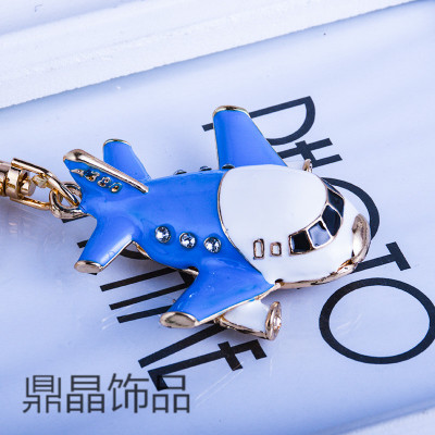 Creative with diamond drops of oil metal aircraft are small car key accessories gift bag pendants