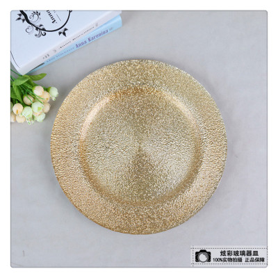 Manufacturers selling wholesale grain autumn electroplating plate glass fruit plate steak pad