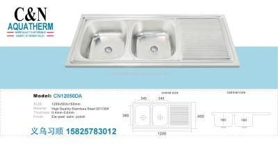 Wholesale kitchen stainless steel sink 304 wash basin double trough