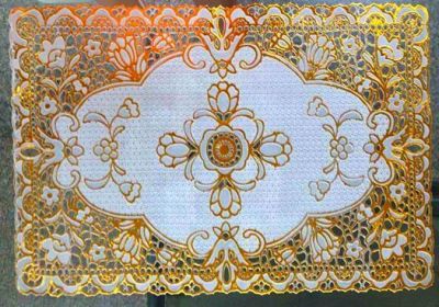 30*46cm PVC lace tablecloth rectangular hollow gilt silver mat