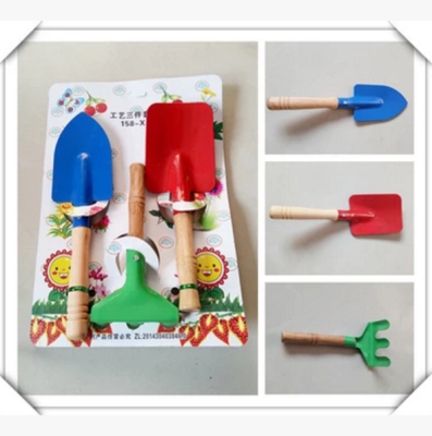 Shovel rake three piece thick children beach toys garden shovel iron hoe and rake suit snow tools