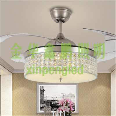 LED Crystal ceiling fan light double frequency band lights fans