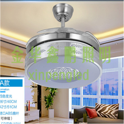 Remote controlled LED fan light living room dining room bedroom lamp frequency with lamp fan