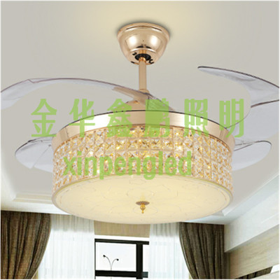 LED chandelier Crystal fan stealth telescopic ceiling fan lights