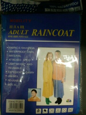 PEVA adults wear raincoats.