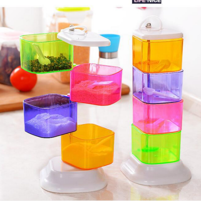 Vertical Four-Layer Condiment Dispenser Color Seasoning Bottle Rotating Condiment Dispenser