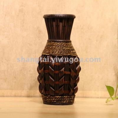 Chinese Retro Southeast Asian Style Handmade Bamboo Woven Vase Flower Flower Container 09-16008