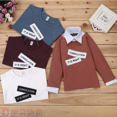 Yiwu boys and girls New Year long sleeve T-shirt comfortable round collar English print undershirt big boy 2019
