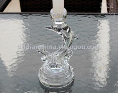 Manufacturers direct dolphin glass candlestick crafts