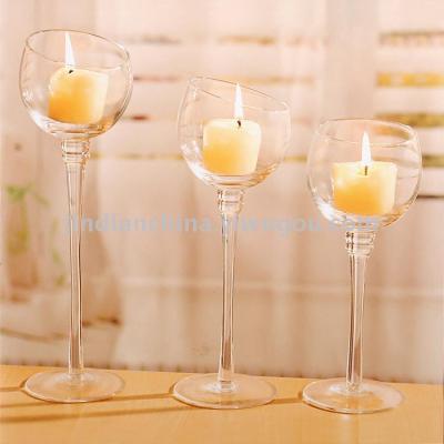 Factory direct European transparent glass candle Taiwan Creative romantic fashion high goblet