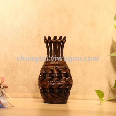 Chinese Retro Southeast Asian Style Handmade Bamboo Woven Vase Flower Flower Container 09-16017