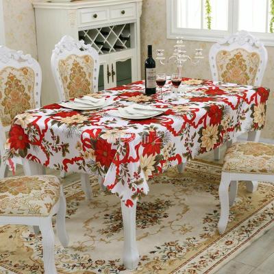 Christmas decorations of red cloth printed cloth fabric table cloth New Year festive table cloth