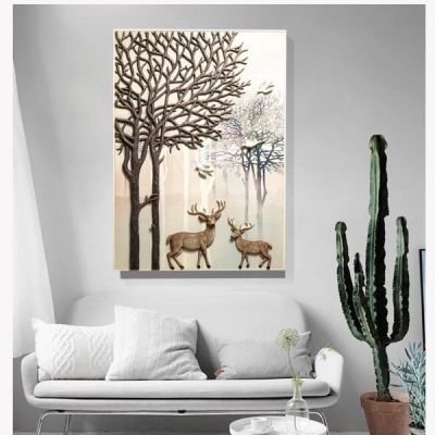 Three - dimensional relief decorative painting porch painting elk pattern