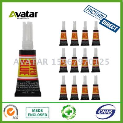 AVATAR Black card cyanoacrylate instant adhesive super glue for rubber ,plastic and metal
