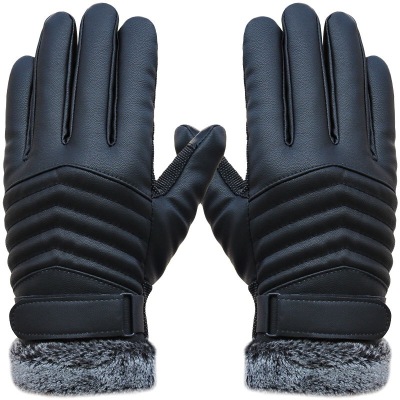 Men's hair mouth buckle leather gloves leather gloves export slip thickening