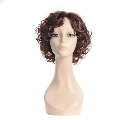 Rose interwoven network of short curly wigs and wigs of black wig for sale of black wigs in Europe and America.