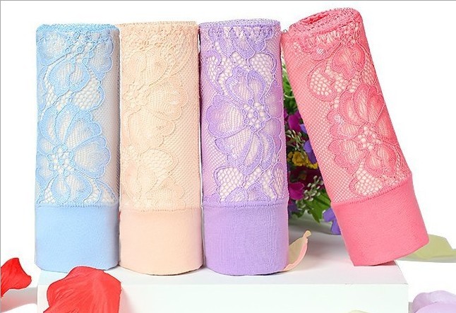 正品浪莎女士蕾丝边暖宫高腰三角裤5831-4