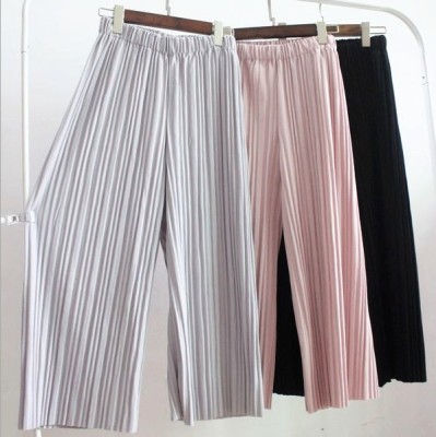 Spring and summer the explosion sticky silk and hemp color seven pants pleated wide leg pants female casual pants skirt