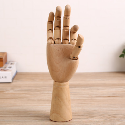 12-Inch Men's Hand Cartoon Tool Wooden Man Wooden Hand Model Action Figure Human Body Model Joint Doll