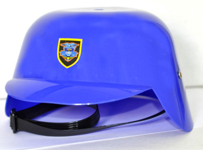 Blue plastic police hat
