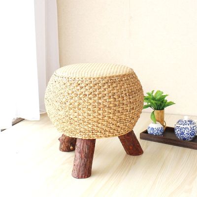 Low stool straw sofa stool stool small stool bag of post to change the shoe stool to use a round stool solid wood.