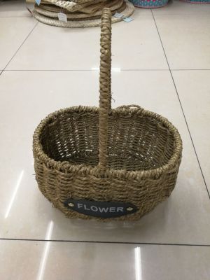 Han-style garden grass weaving wicker basket, hand-cut flower basket wall hanging pot.