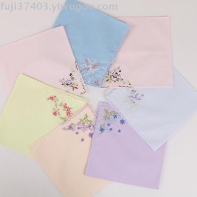 Mother's Day gift  high-grade Ladies 60 yarns combed cotton embroidered handkerchief