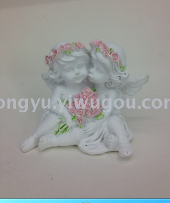 New Resin Garland Double White Angel Decorative Small Ornaments