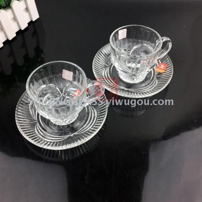 Transparent glass  coffee cup with dish six pieces sets