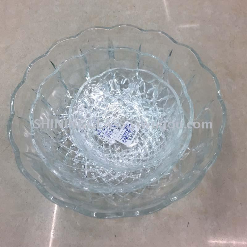 玻璃碗 透明沙拉碗波浪底水果碗