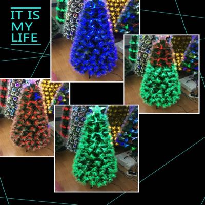 A light-colored mixed-color fiber-optic Christmas tree