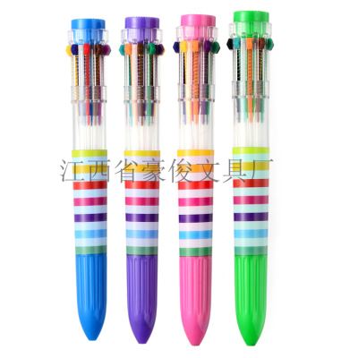 Multifunctional Visual Eight-Color Ballpoint Pen Cute Multi-Color Ballpoint Pen Press Color Oil Pen 8 Refill