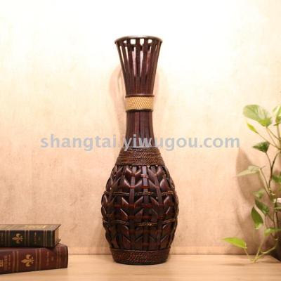 Chinese Retro Southeast Asian Style Handmade Bamboo Woven Vase Flower Flower Container A- 267