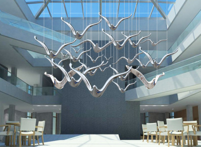 Mall Hotel Hall Hanging Pendant Resin Bird Decorations Creative Artwork Top Hanging Ornament Flying Bird