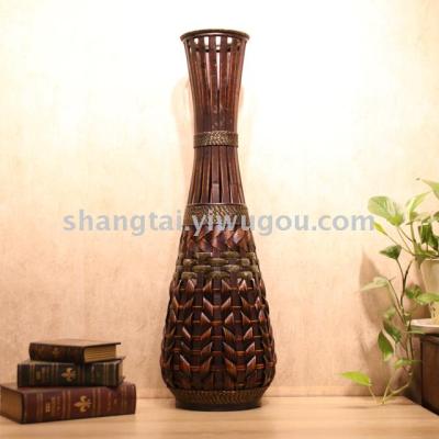 Chinese Retro Southeast Asian Style Handmade Bamboo Woven Vase Flower Flower Container DL-16606