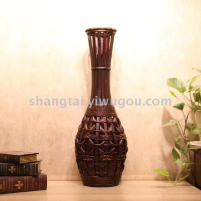 Chinese Retro Southeast Asian Style Handmade Bamboo Woven Vase Flower Flower Container A- 274