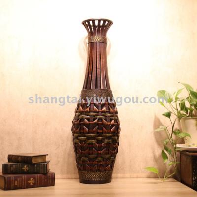 Chinese Retro Southeast Asian Style Handmade Bamboo Woven Vase Flower Flower Container DL-16604