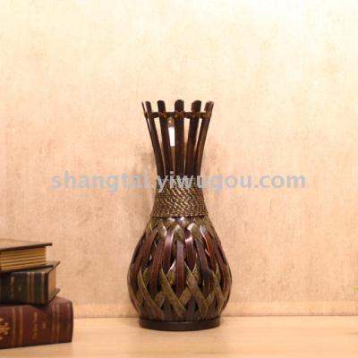 Chinese Retro Southeast Asian Style Handmade Bamboo Woven Vase Flower Flower Container DL-16619