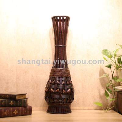 Chinese Retro Southeast Asian Style Handmade Bamboo Woven Vase Flower Flower Container A- 187
