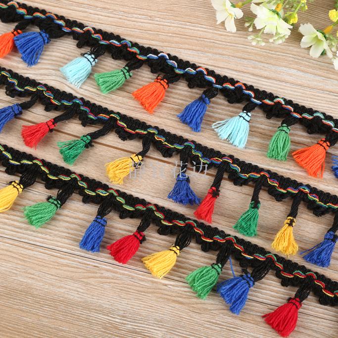 厂家直销 波浪形编织彩色 小流苏扫把花边辅料