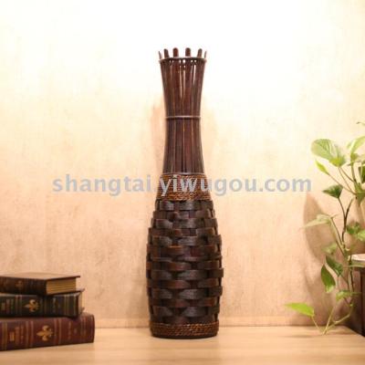 Chinese Retro Southeast Asian Style Handmade Bamboo Woven Vase Flower Flower Container A- 277