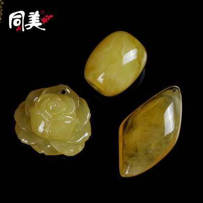 Synthetic resin wax teardrop shaped pendant yellow chicken oil resin bead barrel like beeswax Pendant