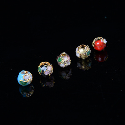 Cloisonne enamel bead bead filigree enamel color silk handmade 6mm scattered beads