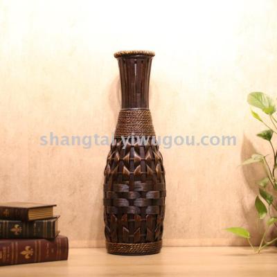 Chinese Retro Southeast Asian Style Handmade Bamboo Woven Vase Flower Flower Container A- 180