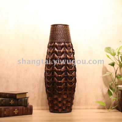 Chinese Retro Southeast Asian Style Handmade Bamboo Woven Vase Flower Flower Container DL-13018