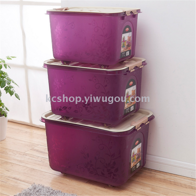 Large transparent thick plastic storage box finishing box with cover clothes quilt box