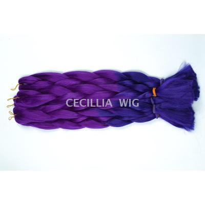 Afro - African black wig hair color, chemical fiber braid, double color plait.