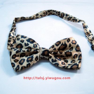 Wild leopard fashion gold silver tie classic black bow tie finished
